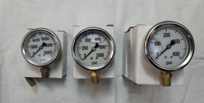 #ad Pressure Gauges Glycerin 2 1 2quot; Dial 1 4quot; MNPT Lower Mount LOT OF 6 $109.99