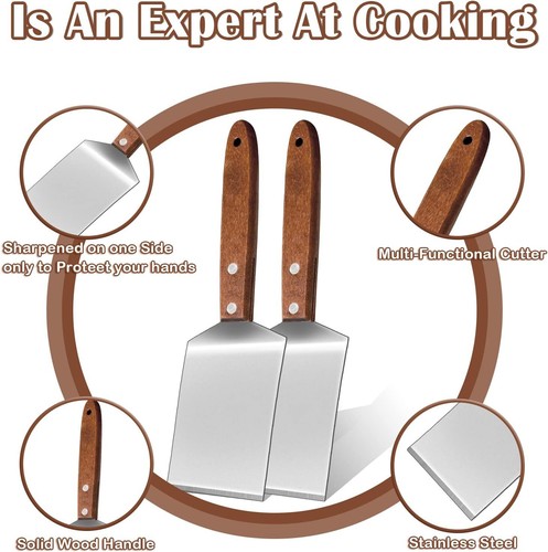 4 Pcs Small Brownie Cookie Spatula Metal Stainless Steel small, Wood - Picture 4 of 7
