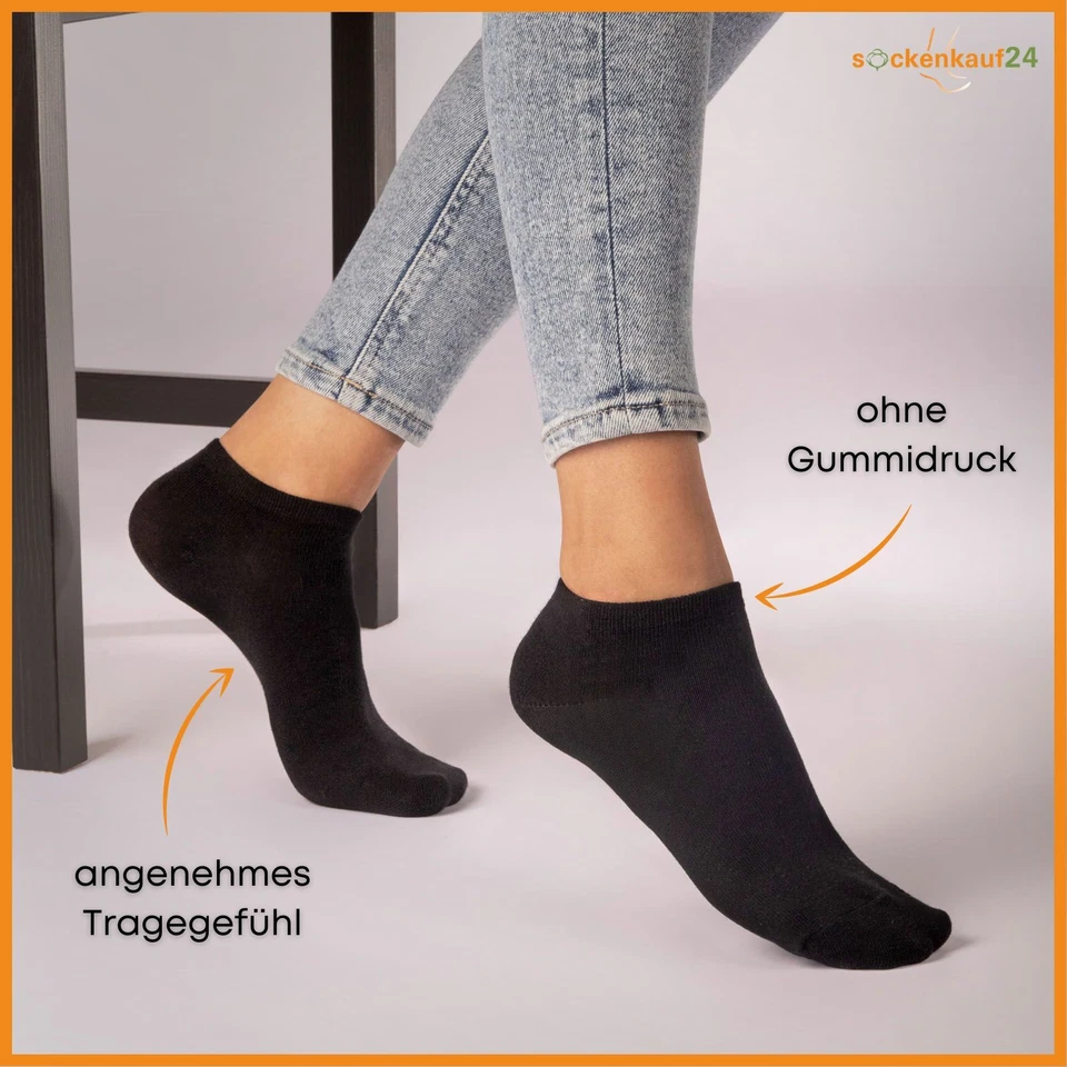 10 | 20 | 30 Paar Sneaker Socken Damen Herren Schwarz Weiß Grau Baumwolle - Bild 3 von 4