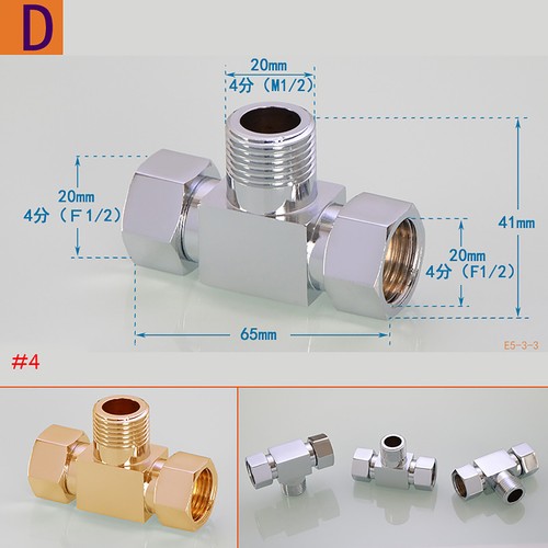 BSP 1/2"Chrome Angle Valve Heated Tee Union Brass Fitting Female Male Connecter - Picture 7 of 13