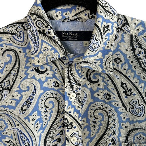 Nat Nast Bay blau Paisley 100% Baumwolle Langarmshirt Größe Medium