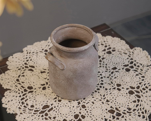 Ceramic Rustic Farmhouse Vase, Distressed Decorative Flower Vase for Home Decor, - Picture 2 of 12