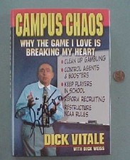College Basketball ESPN TV Sportscaster Dick Vitale signed Campus Chaos Book --
