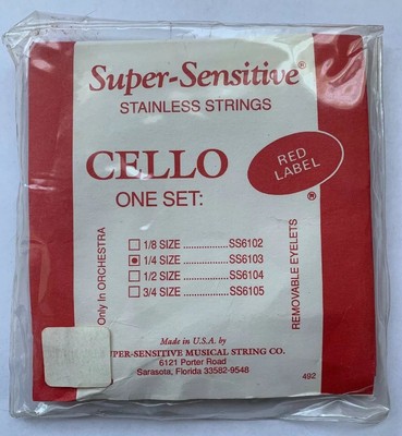 Red Label Cello String Set 1/4 Size - Old Edition