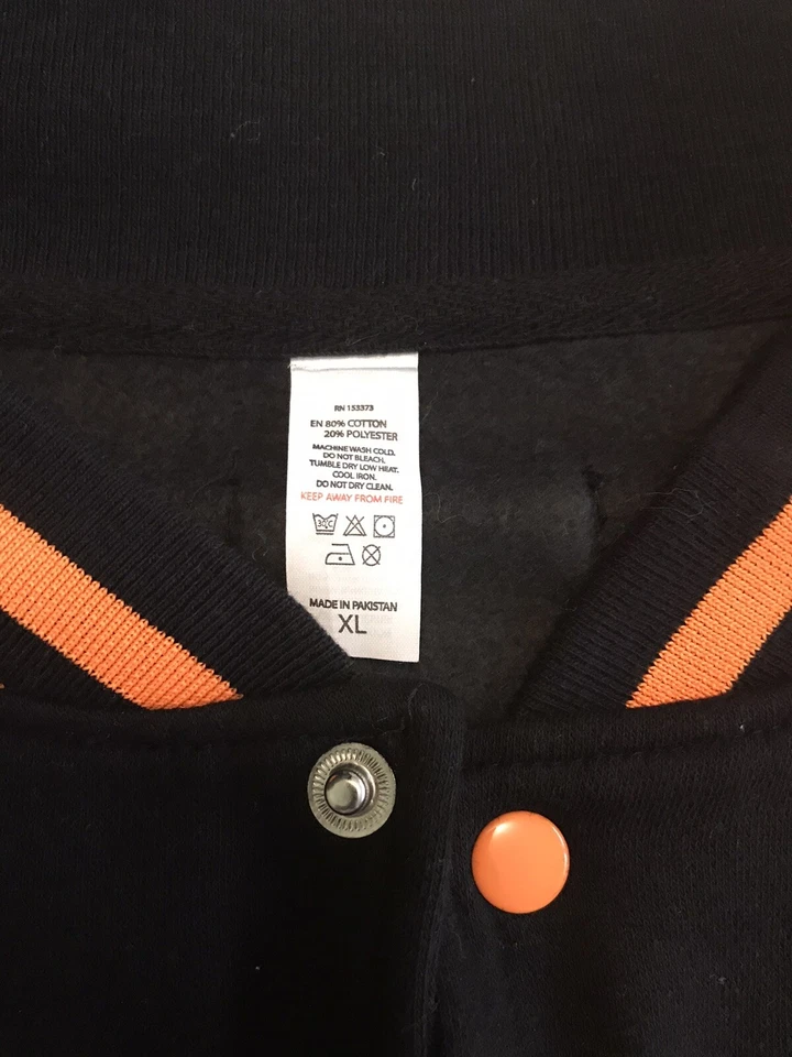 RICH FELON APPAREL Hombres Bomber Chaqueta Universitaria Naranja Negra Talla XL Hip Hop Limited Foto 3 de 4