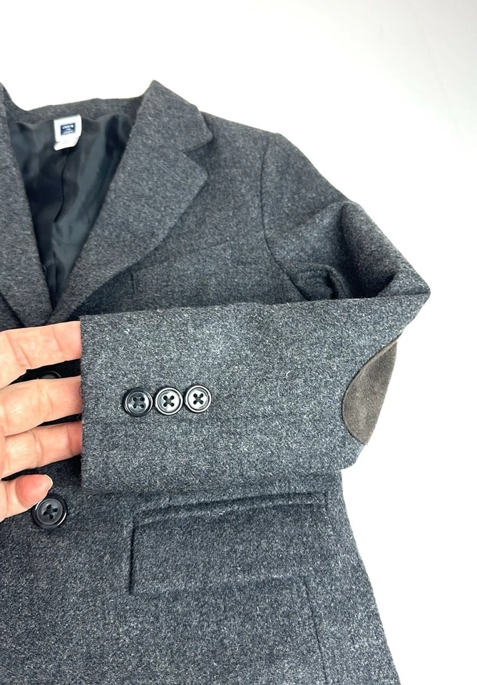 Chaqueta Blazer Traje Janie and Jack Mezcla Lana Gris con Parches en el Codo talla 4 Foto 3 de 4
