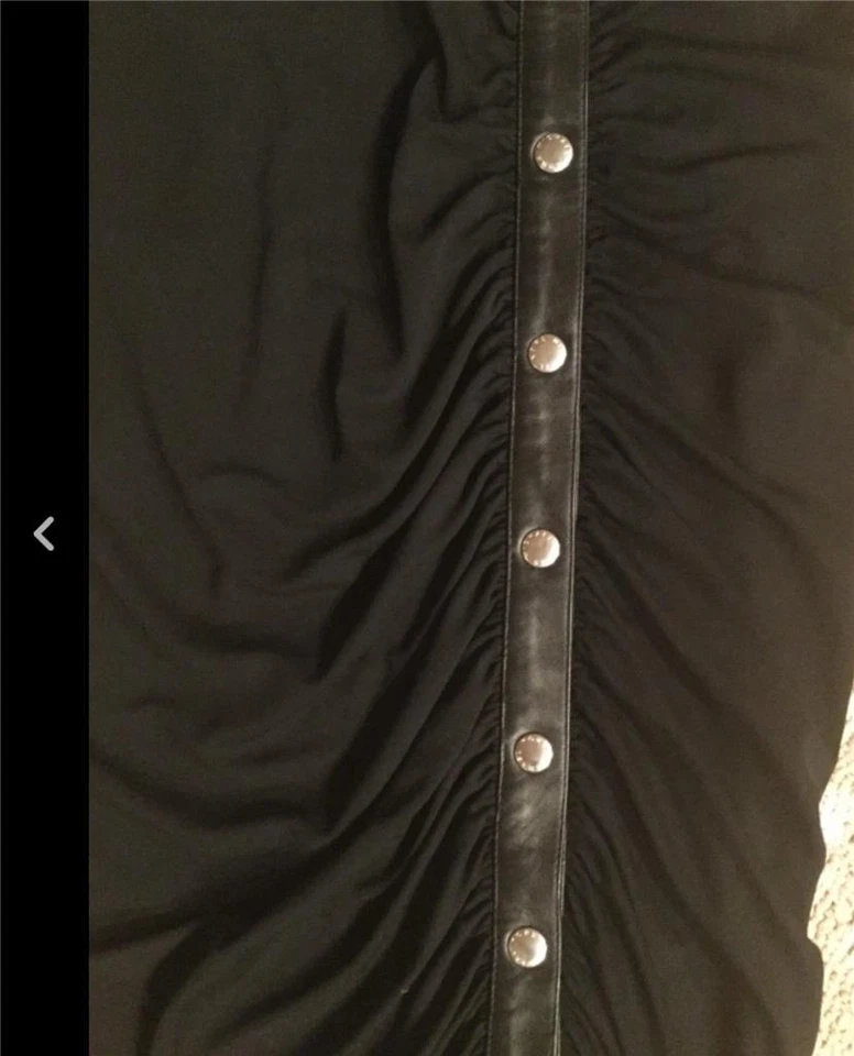 Michael Kors Black Jersey & Leather Stud Skirt Size 2 $995 - Image 4 of 4