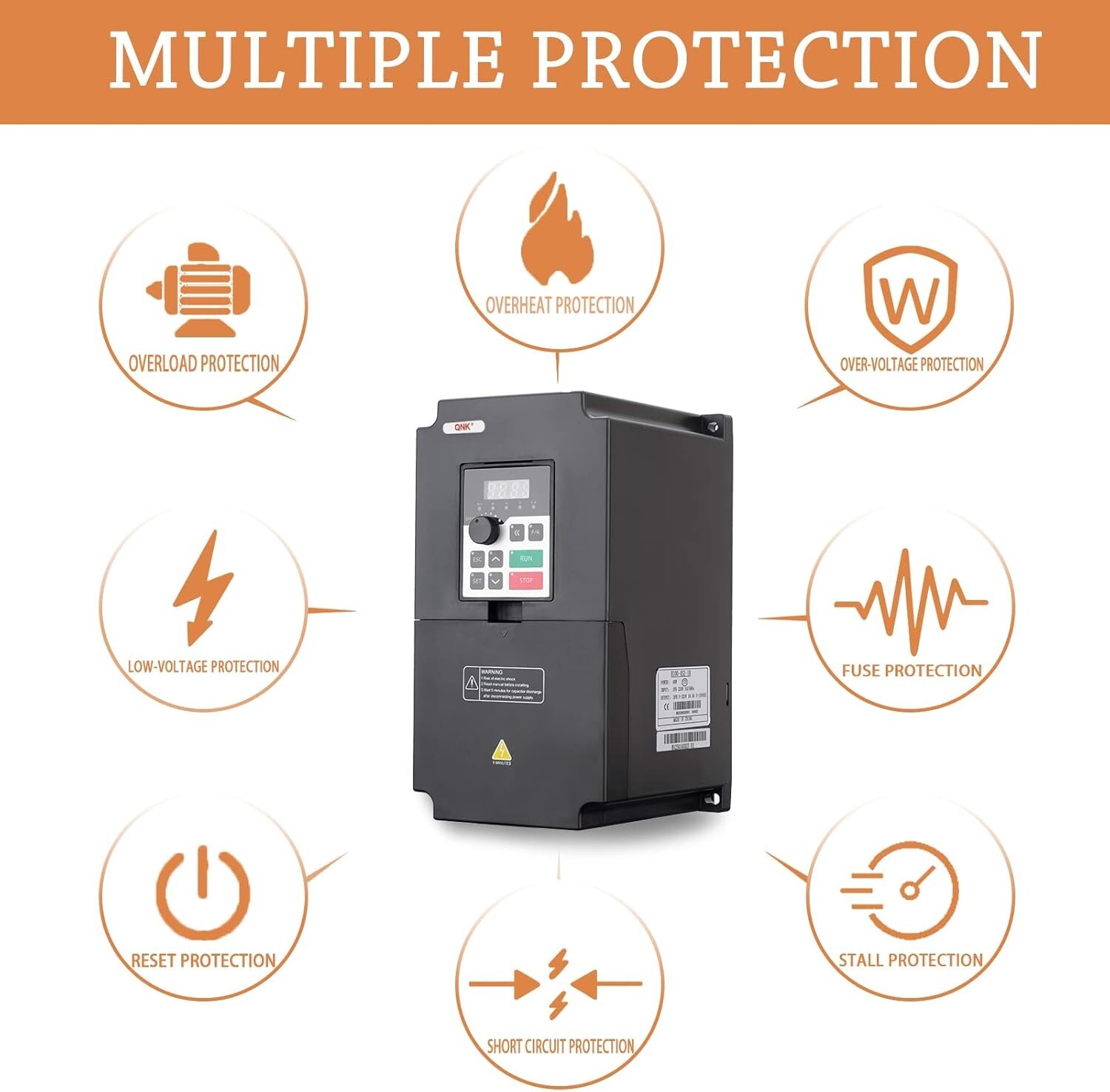 QNK 4KW 5.5HP 220V 1 to 3 Phase VFD Inverter Variable Frequency Drives for Motor