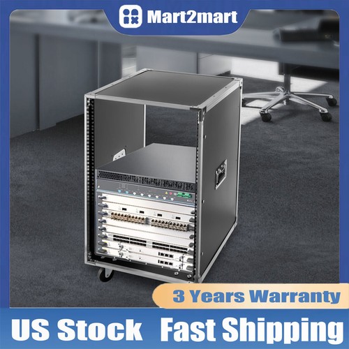 16U Cabinet Rolling Network Rack Audio Studio Video Telecom Equipment ...