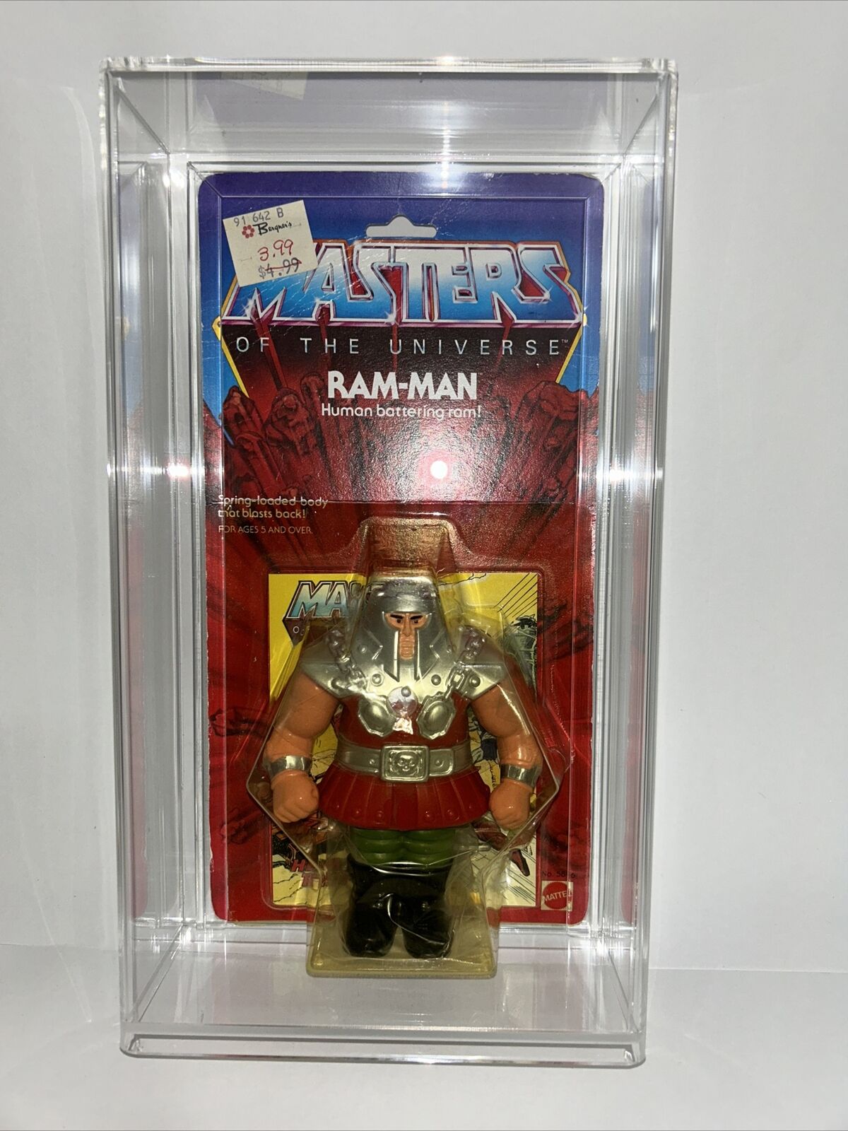 Ram Man Masters of the Universe  1982 Mattel Sealed Moc Note: AFA  Acrylic Case