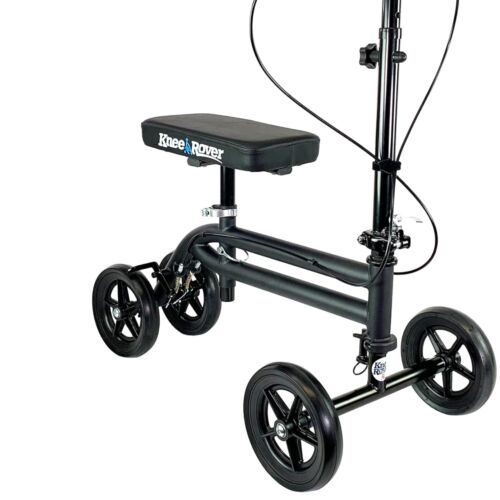 Foldable Steerable Knee Walker Scooter - Comfortable Crutch Alternative in Black