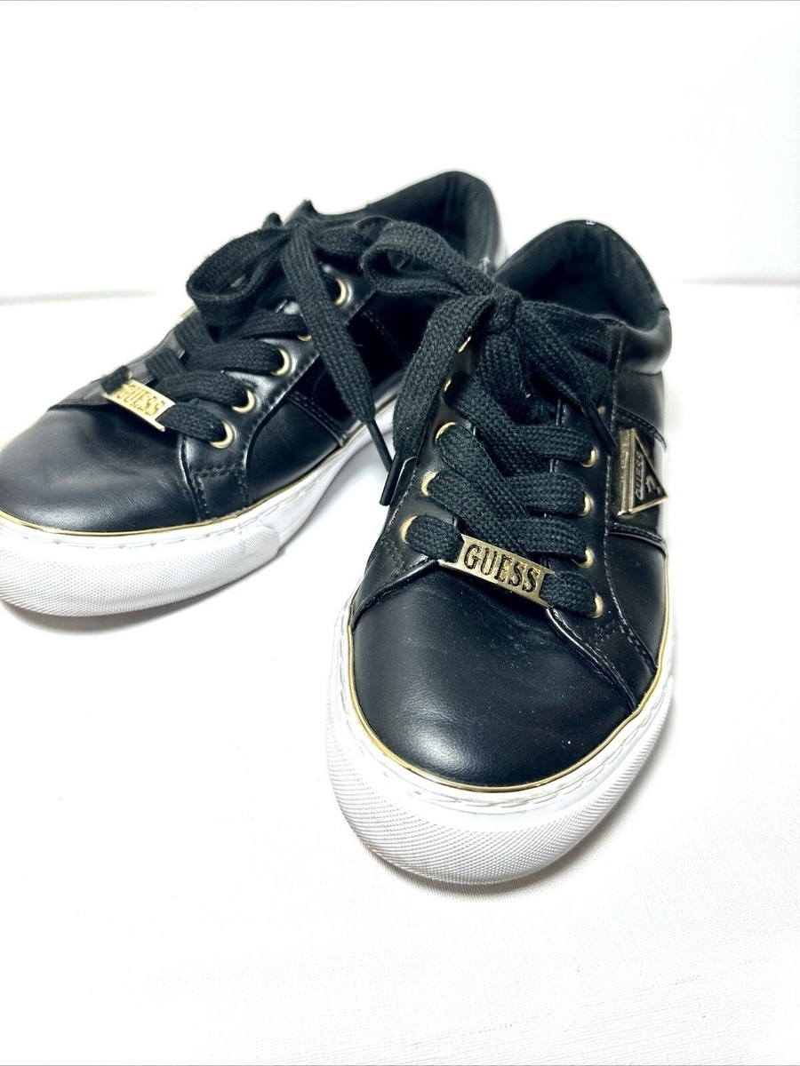 Guess Shoes Women's Size M Black Fashion Walking Low Top Lace Up Sneakers