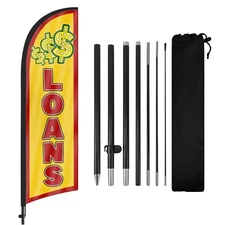 FSFLAG Loans 8FT Advertising Feather Flag Banner with Pole Kit and Ground Stake