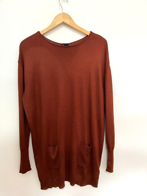 Damen Strick Long-Pullover Mini-Kleid Braun Kastanie 36/38 SM BEST CONNECTIONS