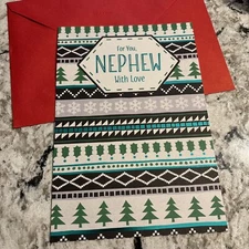 Merry Christmas For You Nephew With Love 5.5”x8” Hallmark Greeting Card