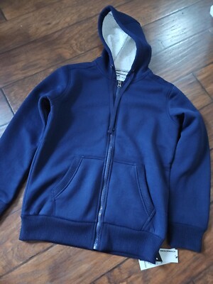 Q Active Fleece Linee Zip Front Hooded Sweater Men S/Women M NWT Navy Blue/White
