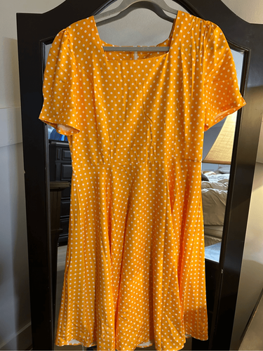 NEW 50s Square Neck A-line Polka Dot Rockabilly Swing Cocktail Dress 2x - Picture 2 of 4