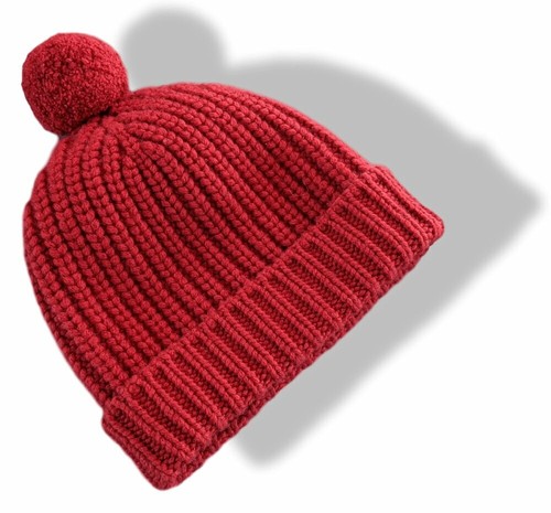 Hermes Red H 100% Cashmere POMPON HAT 