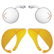 Universal Curved Arm 4 Concave Convex Outside Door Led Peep Mirrors Amber Visor
