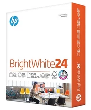 HP Paper Printer Paper 8.5x11 BrightWhite 24 lb 1 Ream 500 Sheets 100 Bright