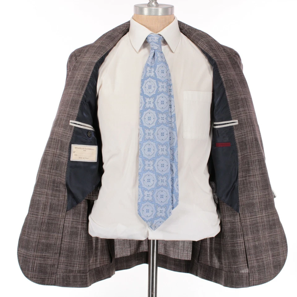 Abrigo deportivo Brunello Cucinelli nuevo con etiquetas mezcla de lana talla 50R EE. UU. 40 marrón con púrpura claro Foto 3 de 4