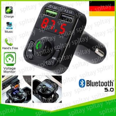 FM Transmitter Auto Bluetooth Kfz Radio Adapter mit Dual USB Ladegerät für Handy