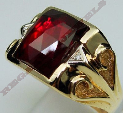 Men Engagement Ring 14K Yellow Gold Plated 1.35 Carat Ruby Gem Awesome Ring-image