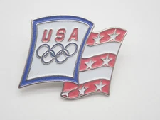 USA Olympic Rings American Flag Vintage Lapel Pin