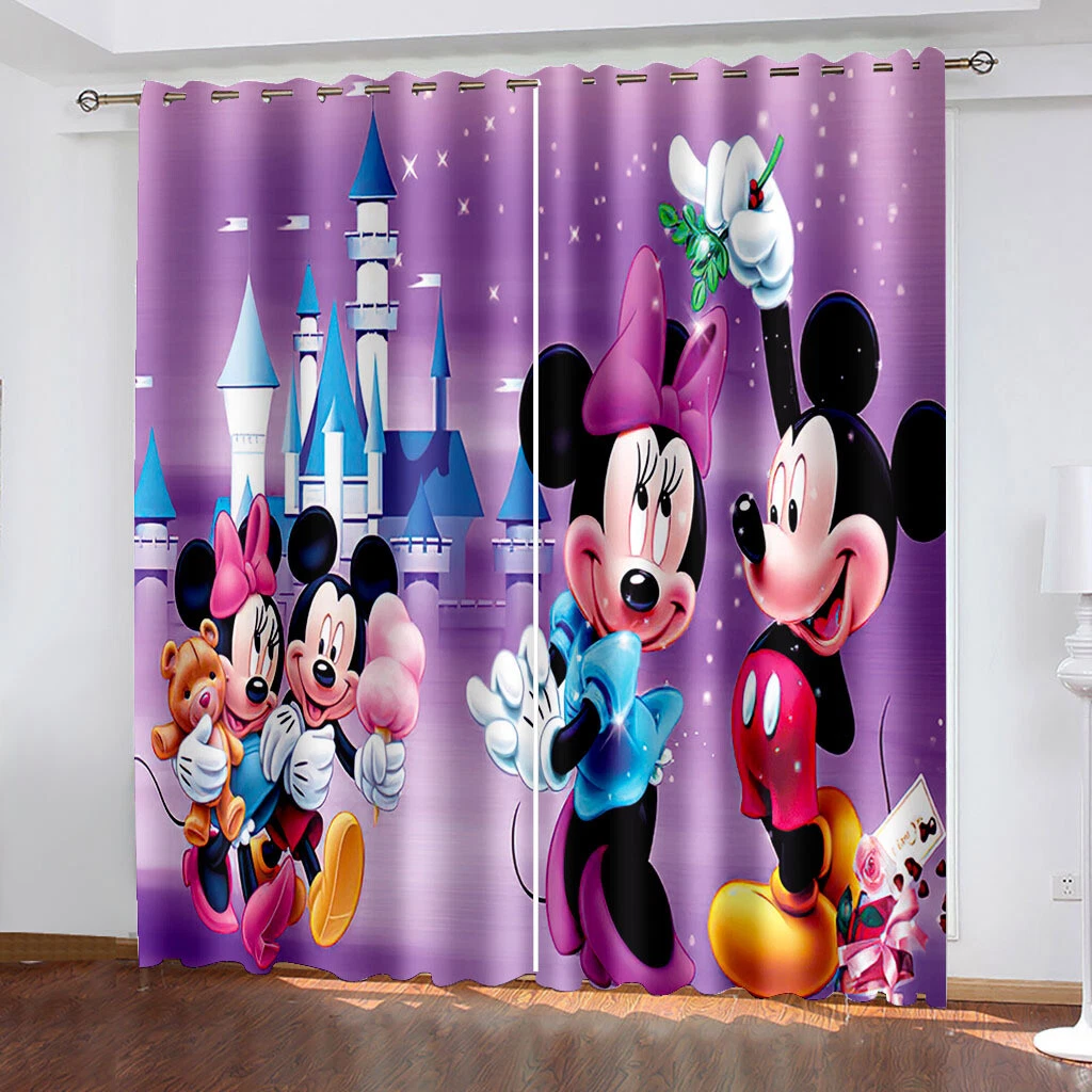 Curtains Eyelet Blackout Opaque Decor Bedroom/Living Room/Door Mickey Minie Kids