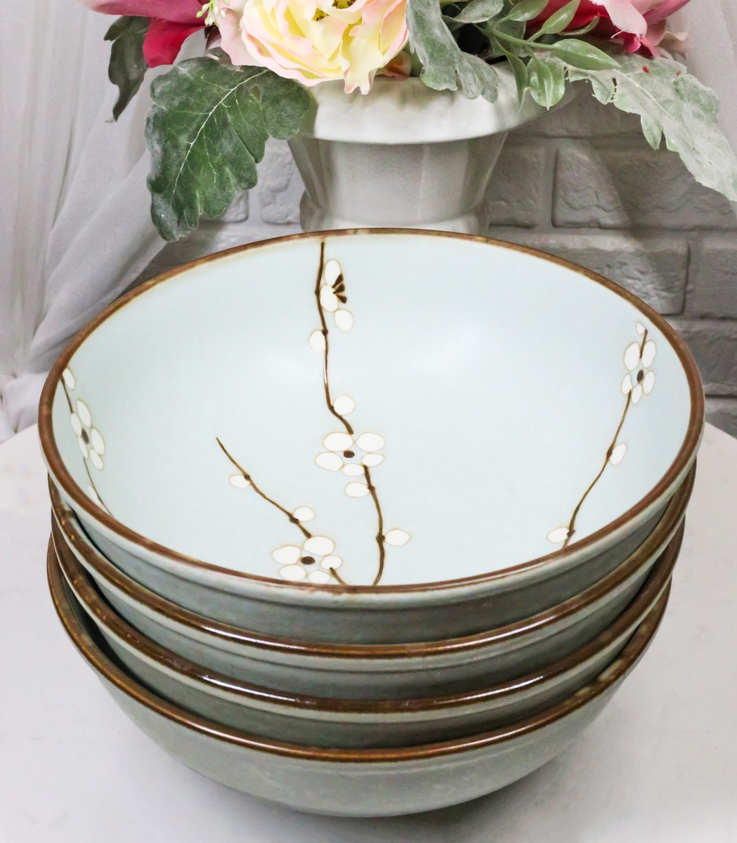 Set Of 4 Japanese Soushun Sakura Cherry Blossoms Porcelain
