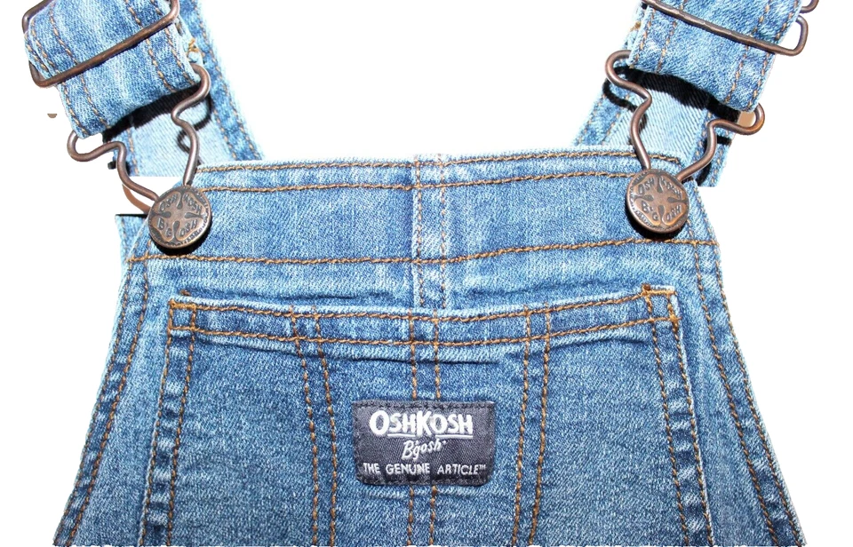 Винтажный детский OSHKOSH B'GOSH синий джинсовый комбинезон размер 3T ребенка ясельного возраста джинсовой ткани Dungarees Vestbak - Изображение 4 из 4