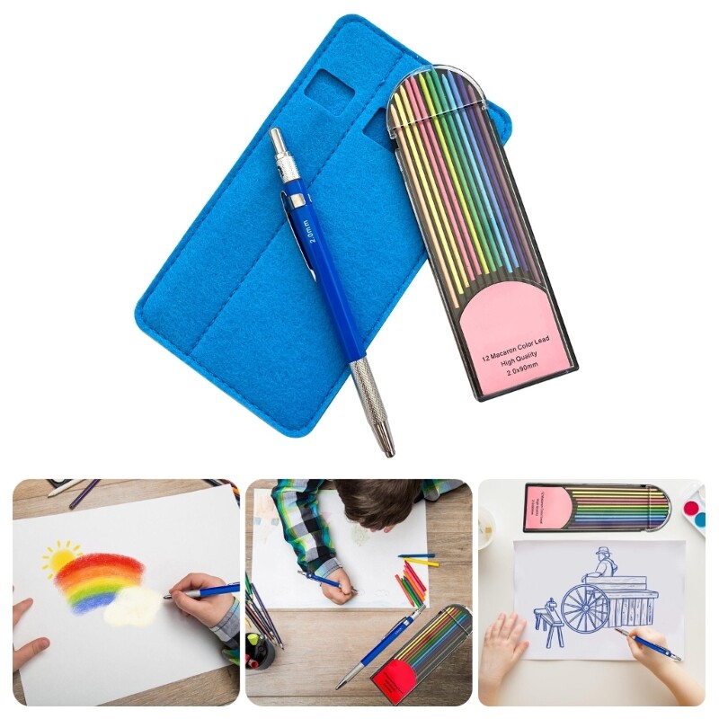 Mechanical Pencils Set with 12 Colors Refills Automatic Pencils Drawing Pencils-image