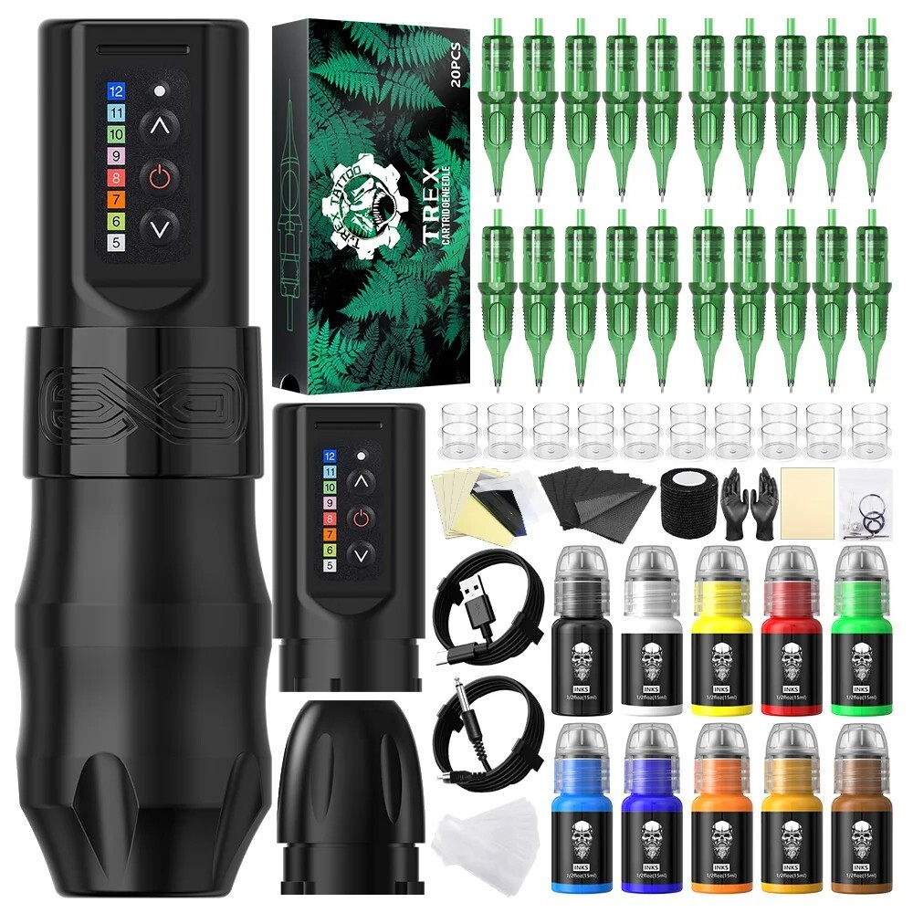 XNET EXO Wireless Tattoo Machine Kit with 10 Tattoo Ink
