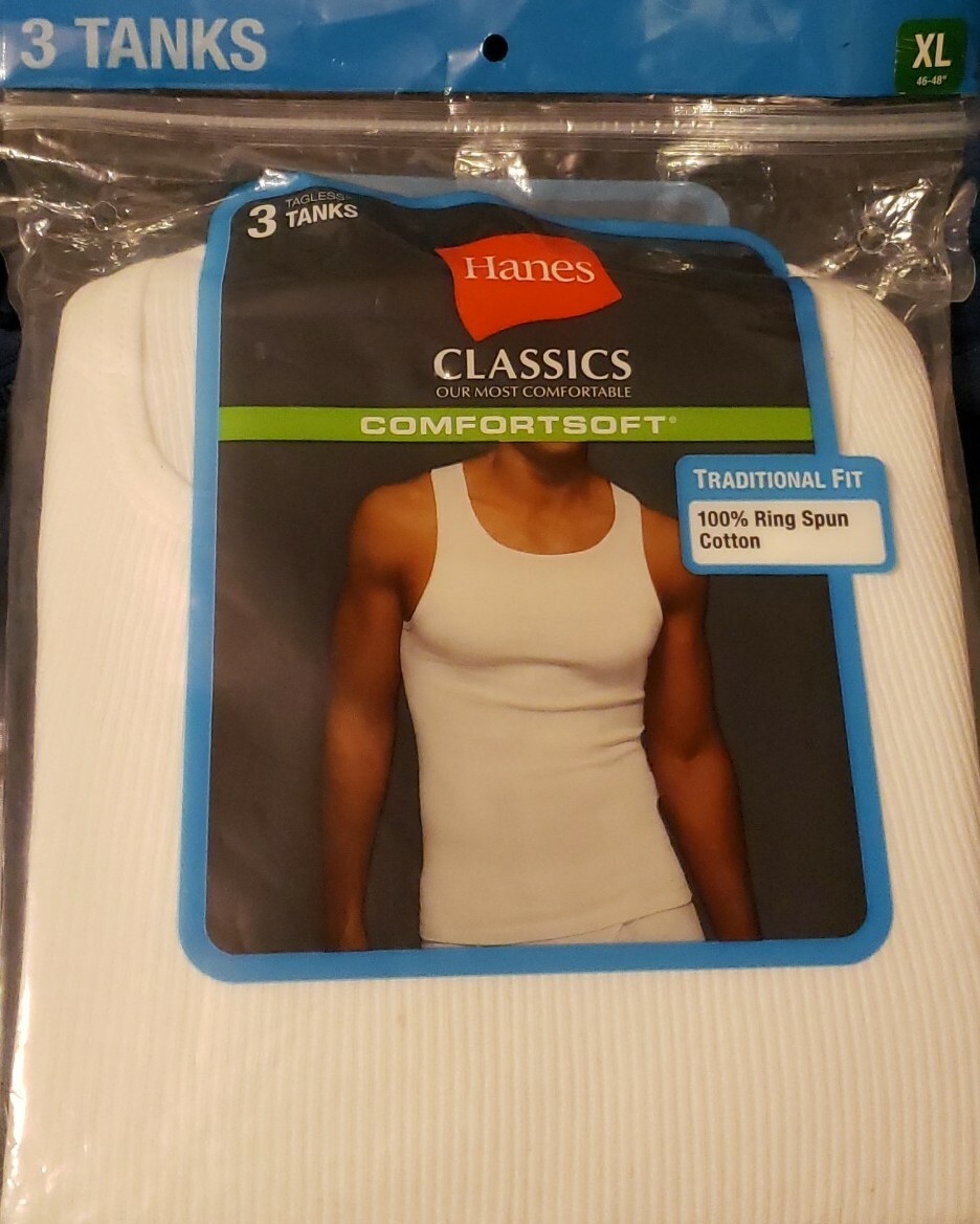 Hanes Men's Classic ComfortSoft Tank Undershirt 3-Pack White XL