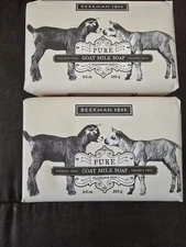 2 BEEKMAN 1802 PURE UNSCENTED GOAT MILK SOAP 9.0oz Each NEW 6.00 SHIPPING