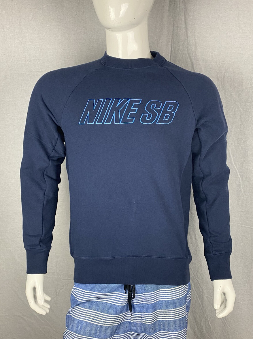 ★Nike SB Logo Mens Crewneck Sweatshirt 関税込★ Nike SB Embroidered Logo Movement Stitched Blue Crewneck