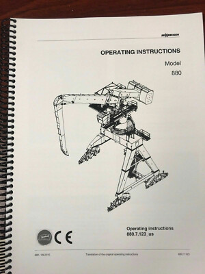 Sennebogen 880 Operating Instructions Manual Binded USPS Priority Mail