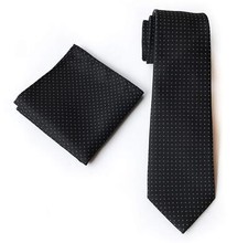 Classic Solid Plaid Tie Set Men Necktie Pocket Square Formal Party Wedding Gift