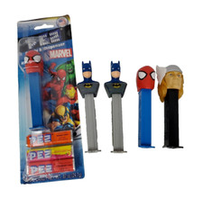 Pez Candy  Dispenser Marvel Universe and DC Thor Spider Man Bat Man 2013