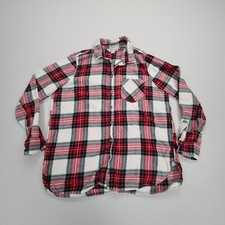 Old Navy Shirt Adult Large Red White Button Up Plaid Outdoors Casual Mens