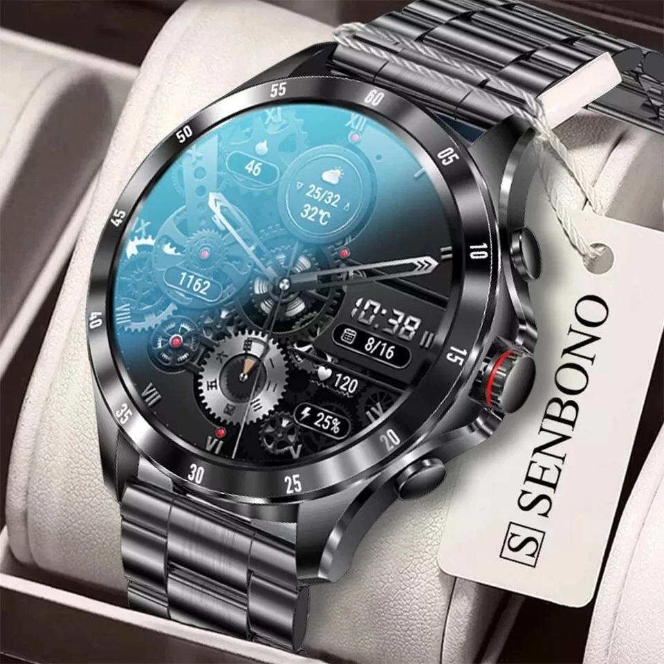 Senbono Mens Smartwatch Max7 Bluetooth Answer Call Waterproof