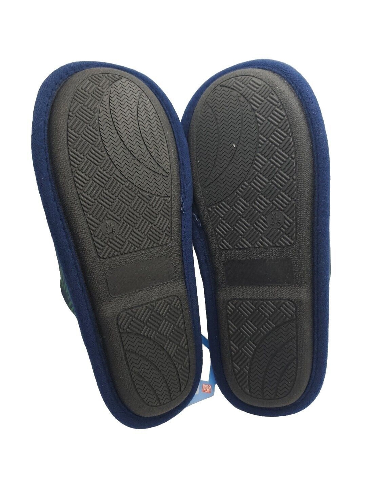 SAOLA Pantofole ragazzo XL 4 5 suola rigida Minecraft gioco scuff plaid verde e blu navy