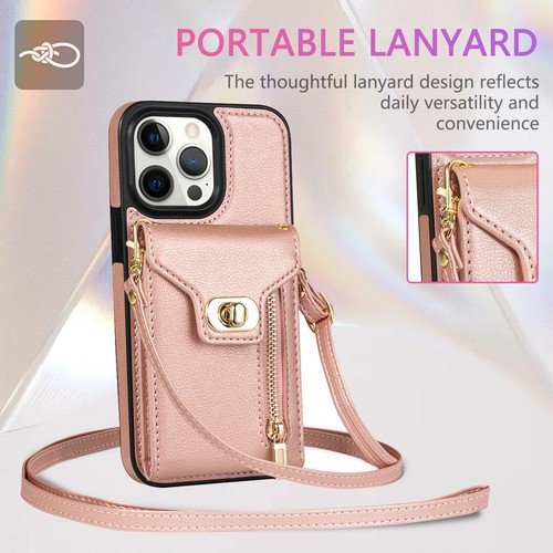 Damen Umhängetasche Leder Geldbörse Karte für iPhone 15 Pro Max 14 13 12 11 XS XR - Bild 4 von 52
