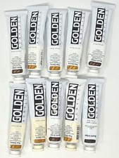 Golden Acrylic 2oz Paint Tube Lot: 10 Assorted SIENNA/UMBER Colors UNUSED