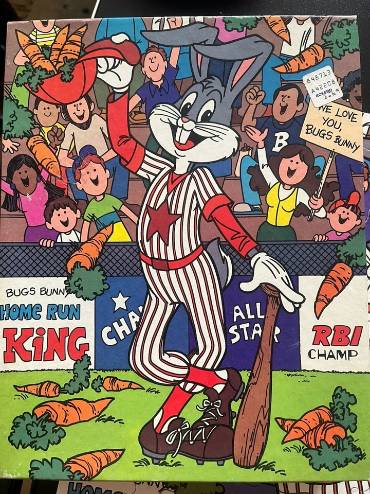 Baseball Bugs Bunny and Friends 100 peças quebra-cabeça dourado vintage 1983 All Star completo - Imagem 4 de 4