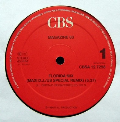 Magazine 60 - Florida Mix (D.J. US Special Remix) (12'') (Very Good Plus (VG+)) -