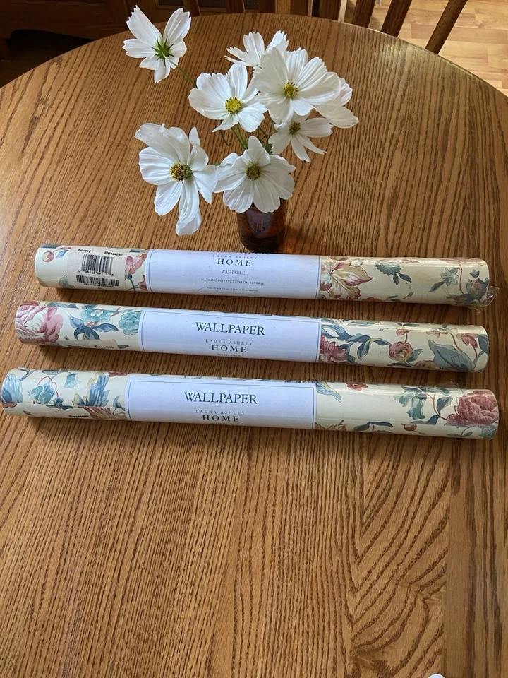 Laura Ashley Wall Furnishings 3 Rolls Made In UK French Country Floral 1976 NEW - Image 3 of 4