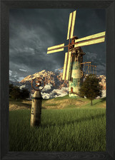 Windmill in the outlands Framed Wall Art Poster Canvas Print Picture