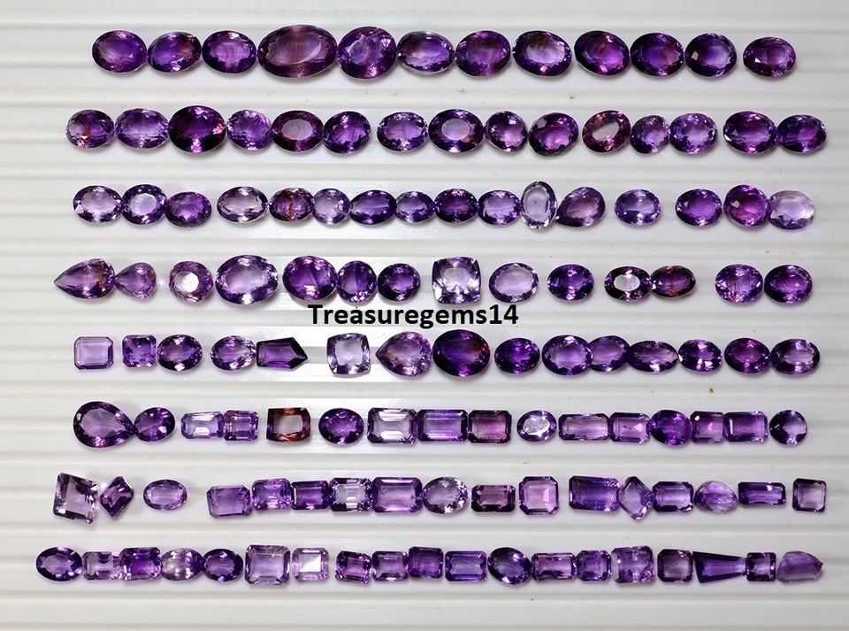 50 CT WHOLESALE LOT RING SIZE NATURAL VVS AMETHYST CUT FACETED LOOSE GEMSTONE - Image 3 of 4