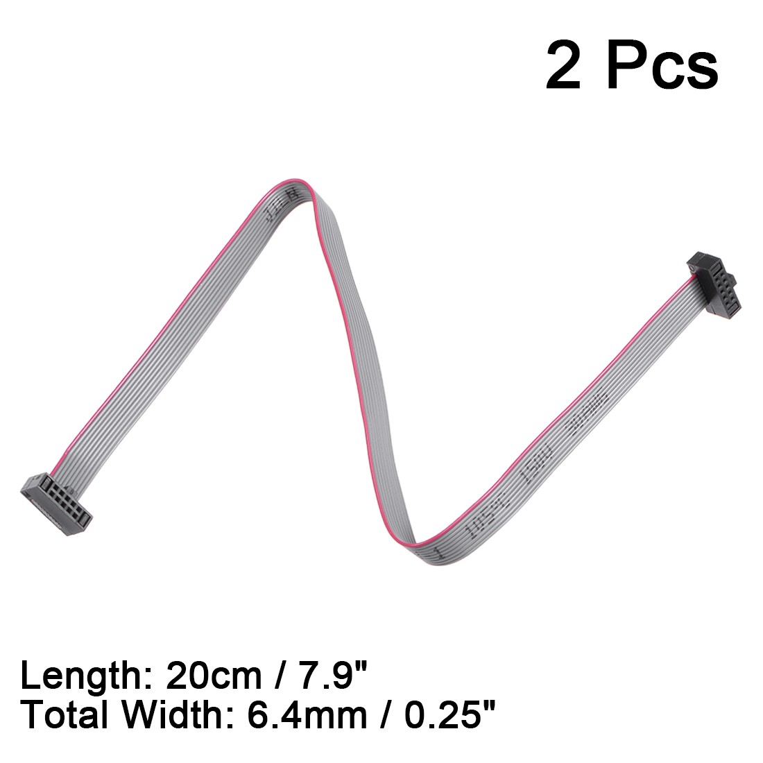 2Pcs IDC 10 Pin Connector Flat Ribbon Cable Female 20cm 1.27mm Pitch